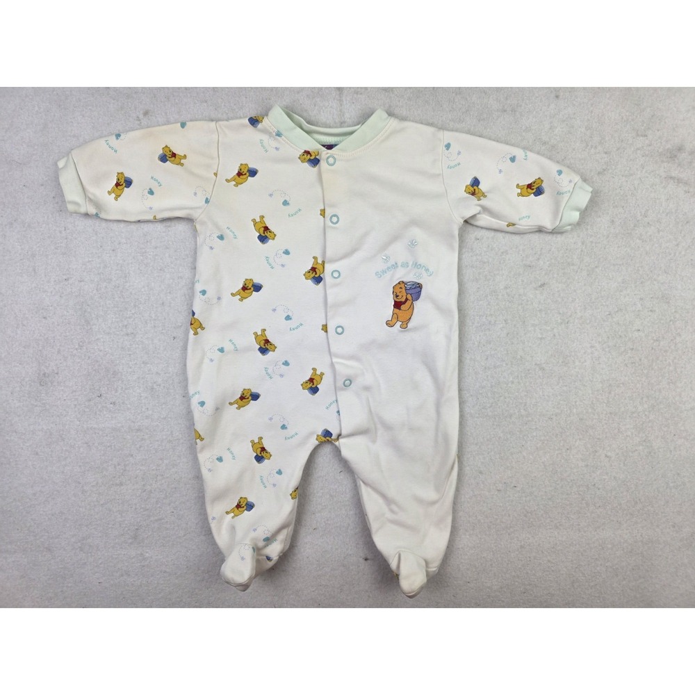 Vintage Winnie The Pooh Sweet As Honey Sleeper 3-6m Footies Embroidered Logo‎